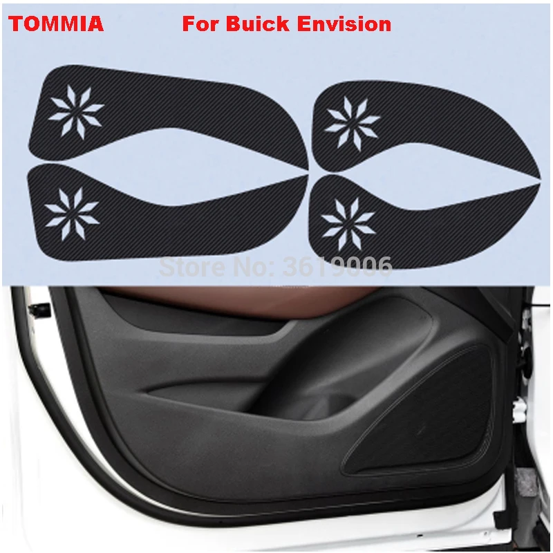 TOMMIA For Buick Envision Car Inside Door Cover Scratch Protection Anti Kick Pads Carbon Fiber Stickers 4pcs