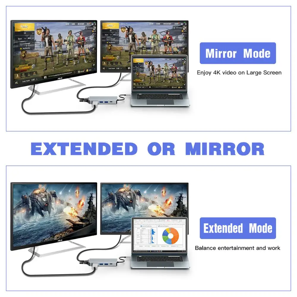 Адаптер USB Type C на HDMI 4K 30 Гц VGA SB3.0 USB C PD 5 в 1