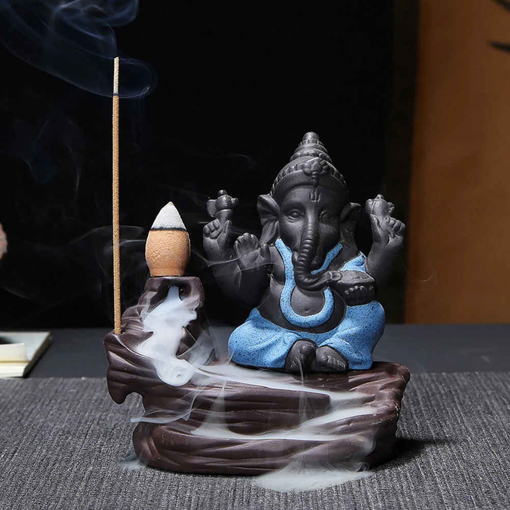 Hot India Elephant God Ganesha Backflow Incense Burner Censer Holder Gift Decoration