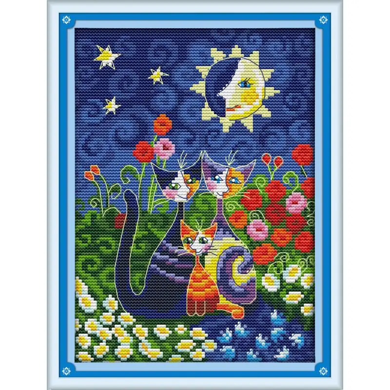 Joy Sunday Cat in the Sun Chinese Cross Stitch 14ct 11ct Cross Stitch Kit DIY Needlework DMC Cross Stitch Kit Embroidery Crafts