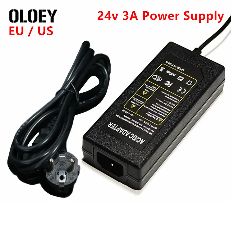 

Universal DC5525 AC 100v-240v to DC 24v 3A Power Supply Switching Adapter SH72 Soldering Iron LED Strips Light 72w DC5521 EU