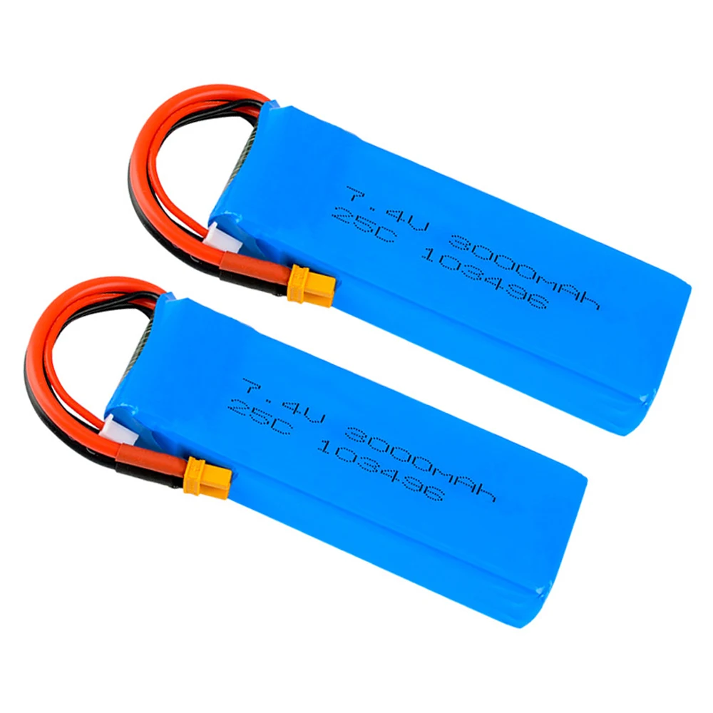 HJ Power 7.4V 2S 3000mAh 25C Rechargeable Lipo Battery XT30U Connector Plug For MJX Bugs 3/6/8 RC Quadcopter Drone RC Model