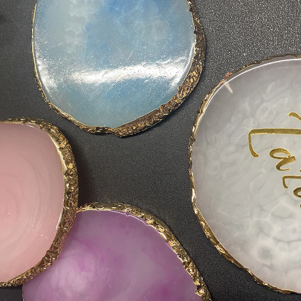 Personalized Resin Agate Stone palette Tray Ring Jewelry Holder Organizer Decoration Nails Art Display Shelf birthday present