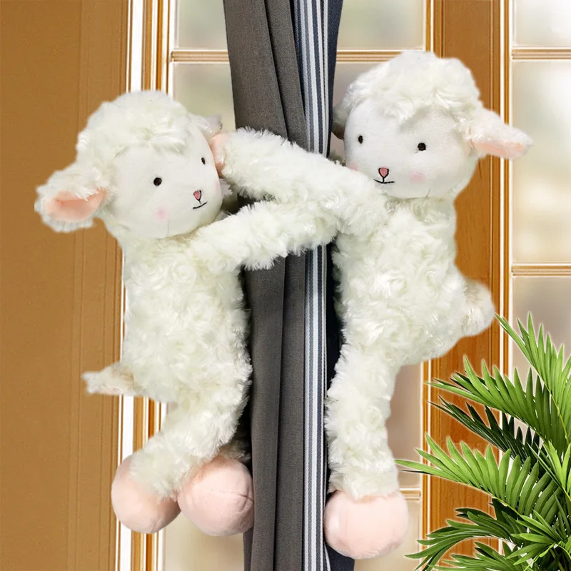 

33cm Cute Sheep Plush Animal Toy Doll Cartoon Curtain Buckle Ornaments Soft Stuffed Animals Decoration for Home Children Gifts