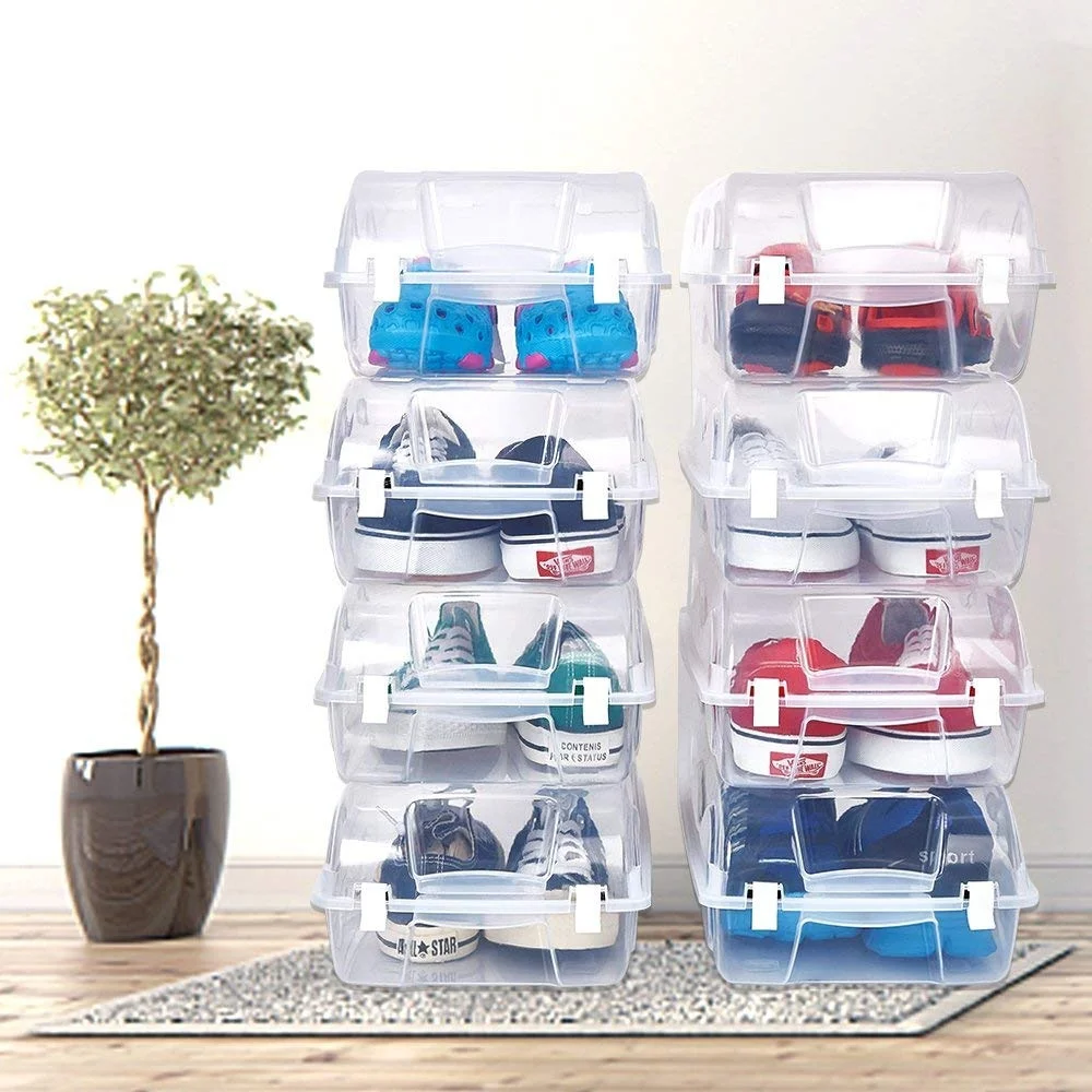 

8 Pcs/Set Shoe Organizer Plastic Transparent Storage Box Container Shoe Holder Thickened Storage Box