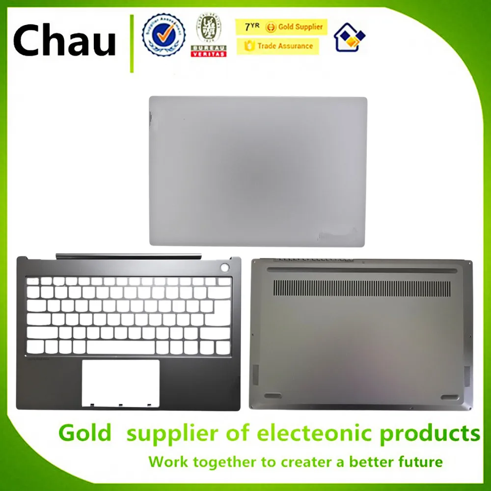 

Chau New LCD Back Cover / Palmrest Cover With Fingerprint Hole / Bottom Case Cover For Lenovo ThinkBook 13s 13s-IML 13s-IWL