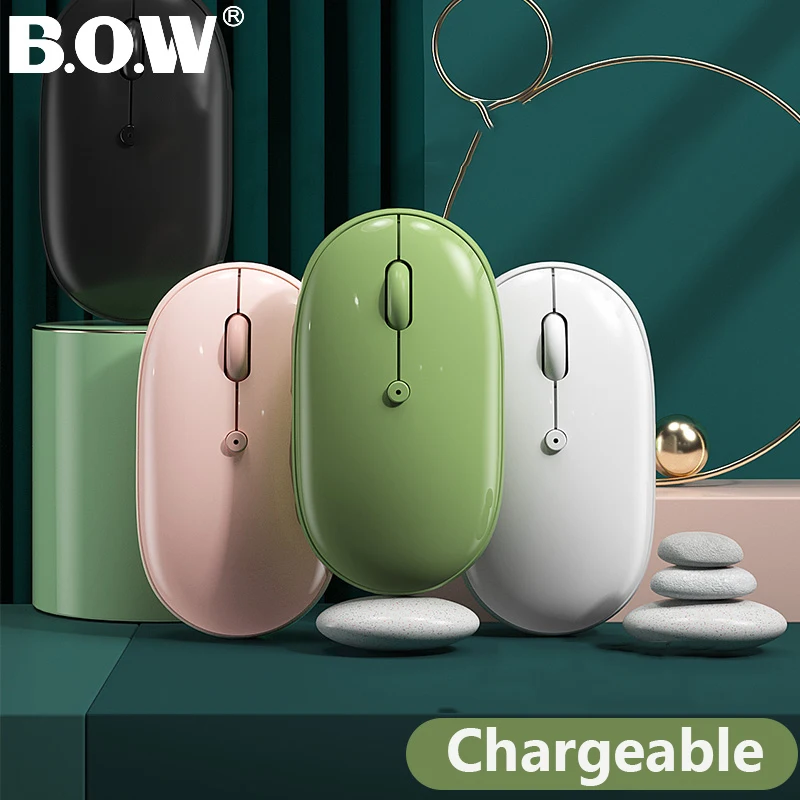 B.O.W  Bluetooth  Mouse ,Mouse Rechargeable ,Silent and Cute Design for Smartphone /Tablets/ Desktop/ Laptop