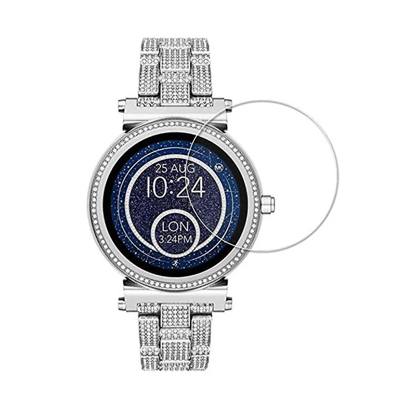 Vidro temperado protetor de película protetora para michael kors acesso sofie relógio smartwatch display protetor tela capa proteção