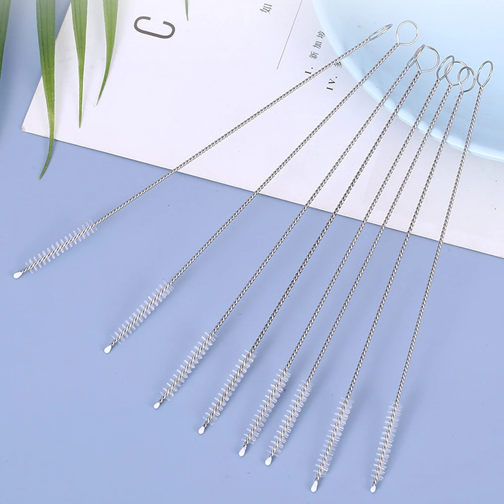 5/10pcs 6mm Drinking Straws Cleaning Brushes Stainless Steel Soft Hair Glass Tube Cleaner Reusable Straw Bottle Cleaning Tools