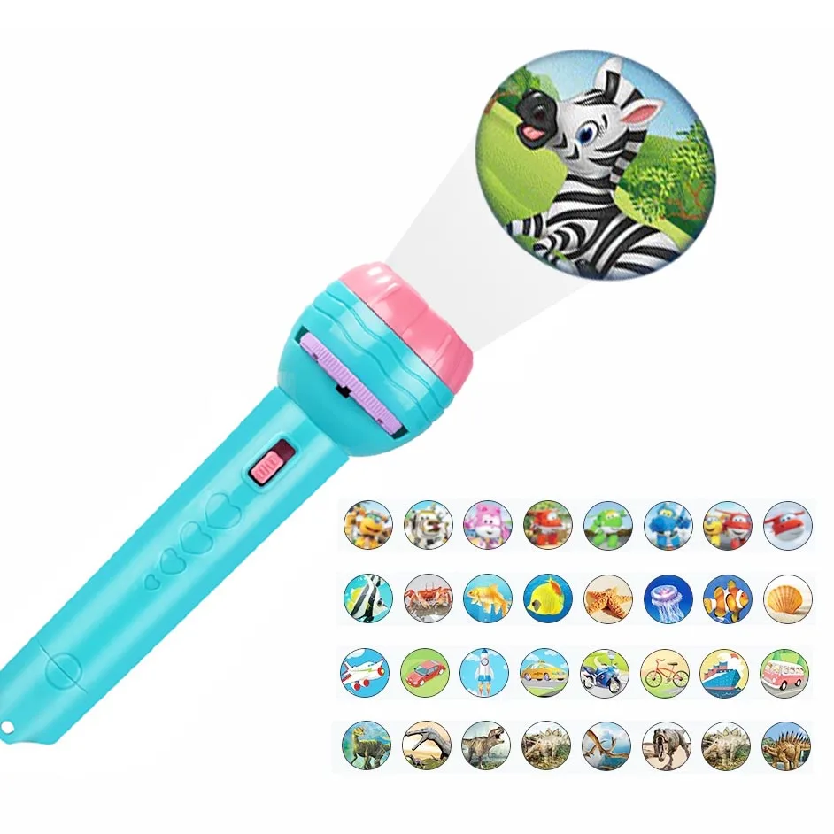 Children's Projector Flashlight Can Replace Animation Slideshow Cognitive Flashlight Luminous Toys Light Up Toys Lamp Light Up