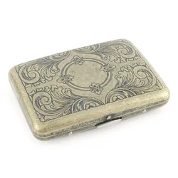 Bronze Vintage Metal Cigarette Box Holder Pattern 16PCS Tube Cigar Retro Pocket Case Smoking Accessories Mens Gift Cigarette Box