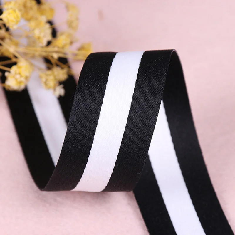 1M Width 10mm-40mm Black White Stripes Ribbon Webbing Handwork bow material gift wrap Sewing Fabric Accessories bias tape ruban