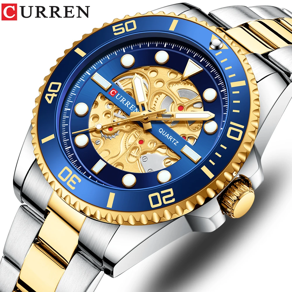 CURREN Fashion Mens Stainless Steel Watches Luxury Men Sports Quartz Wrist Watch Male Business Casual Watch relogio masculino