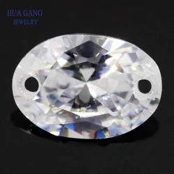Two Holes AAAAA Oval Shape Brilliant White Cubic Zirconia Stone For Jewelry Making 4x6~15x20mm High Quality Loose CZ Beads