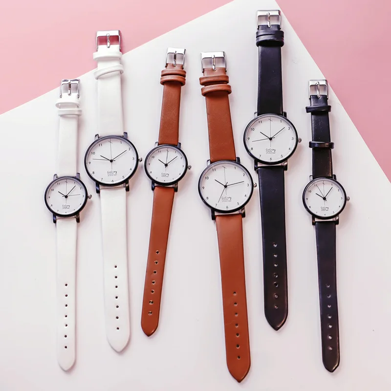 Minimalist fine pointer designer women wristwatches high quality Vogue quartz watches men women leather clock simple watch