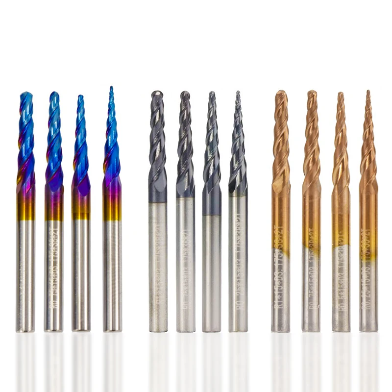 

tapered nose ball end mill 1/8 3.175 '(mm) rod super coated carbide 5 pieces set wood metal engraving bit