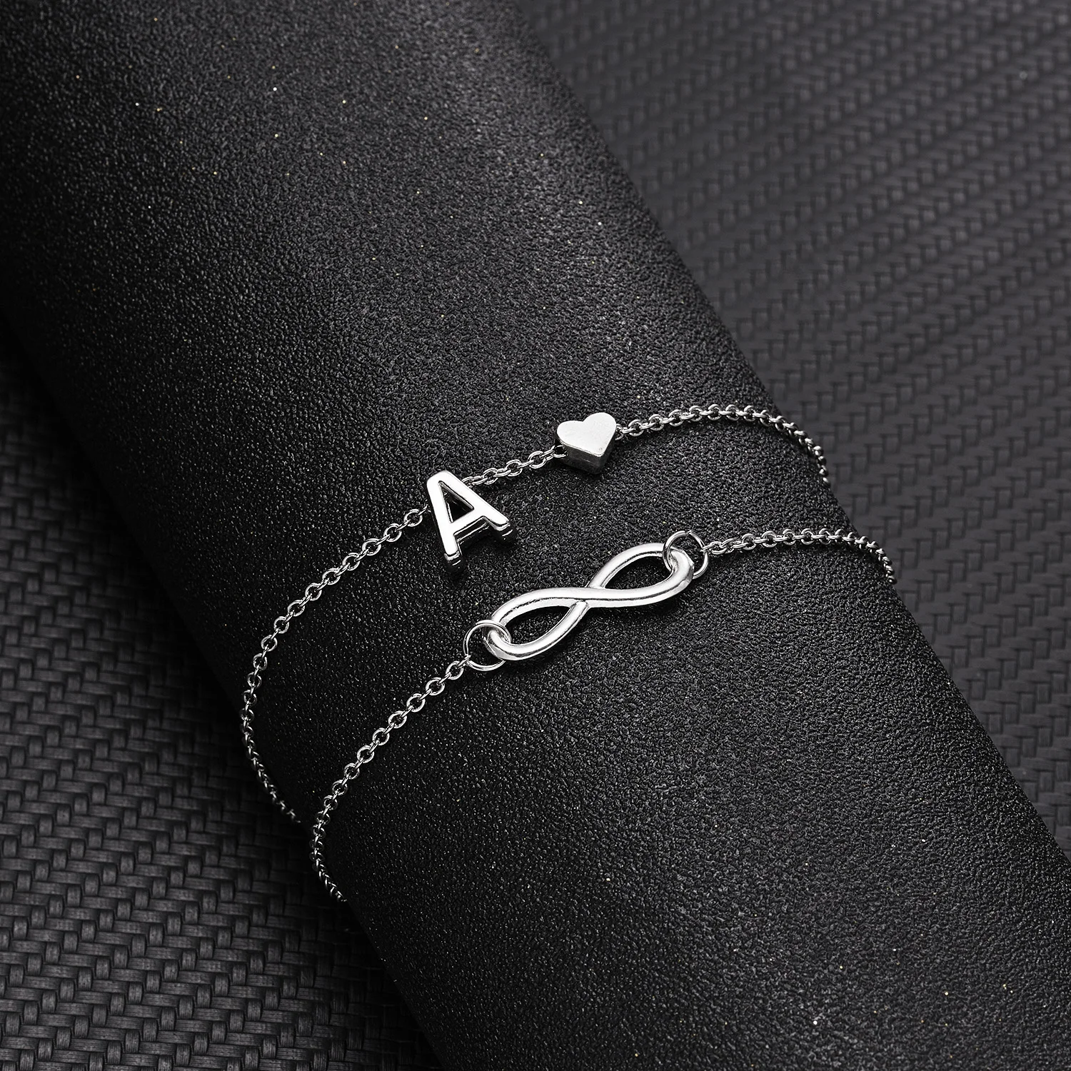 Bohemia Style Layered 26 Letter Heart Infinity Anklet For Women Summer Beach Initial Anklet On Foot Ankle Jewelry Travel Gift