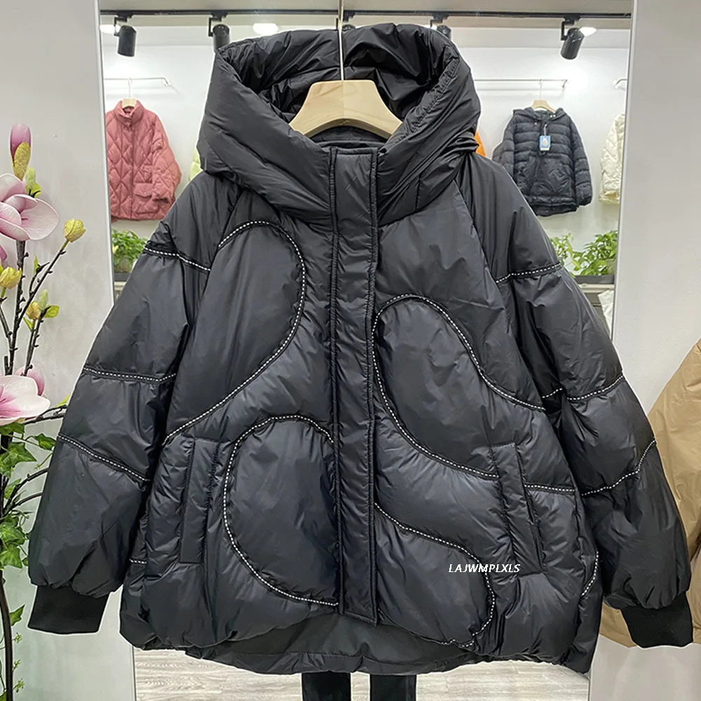 2022 Winter Feather Jacket Fashion New Womens Down Jackets Simple Design Hooded Coats Warm Thicken Short Casual Down Parka