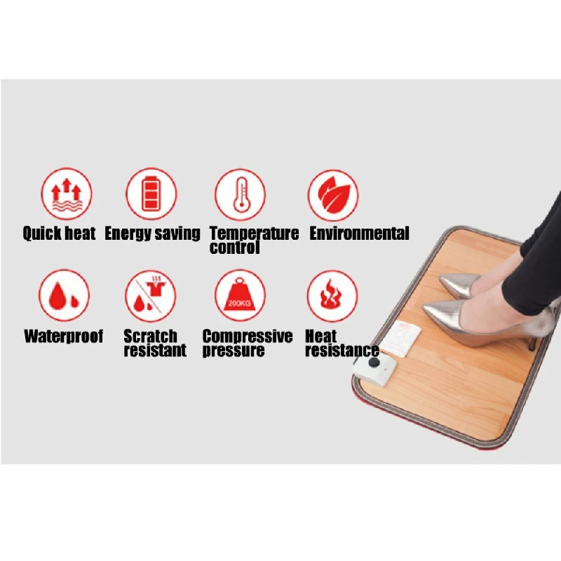 SF-1,Leather Heating Foot Mat Warmer Electric Heating Pads Waterproof Feet Leg Warmer Carpet Thermostat Warming Tools