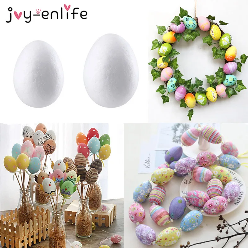 50ps Easter Decoration White Foam Eggs DIY Craft Painting Foam Ball Eggs For Home Happy Eatser Party Decor Kids Favors Gifts Toy