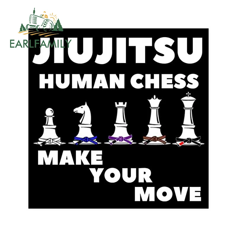 EARLFAMILY 13cm x 13cm for Jiu Jitsu Human Chess Car Stickers Simple Occlusion Scratch Decals Waterproof Trunk Motorcycle Decor