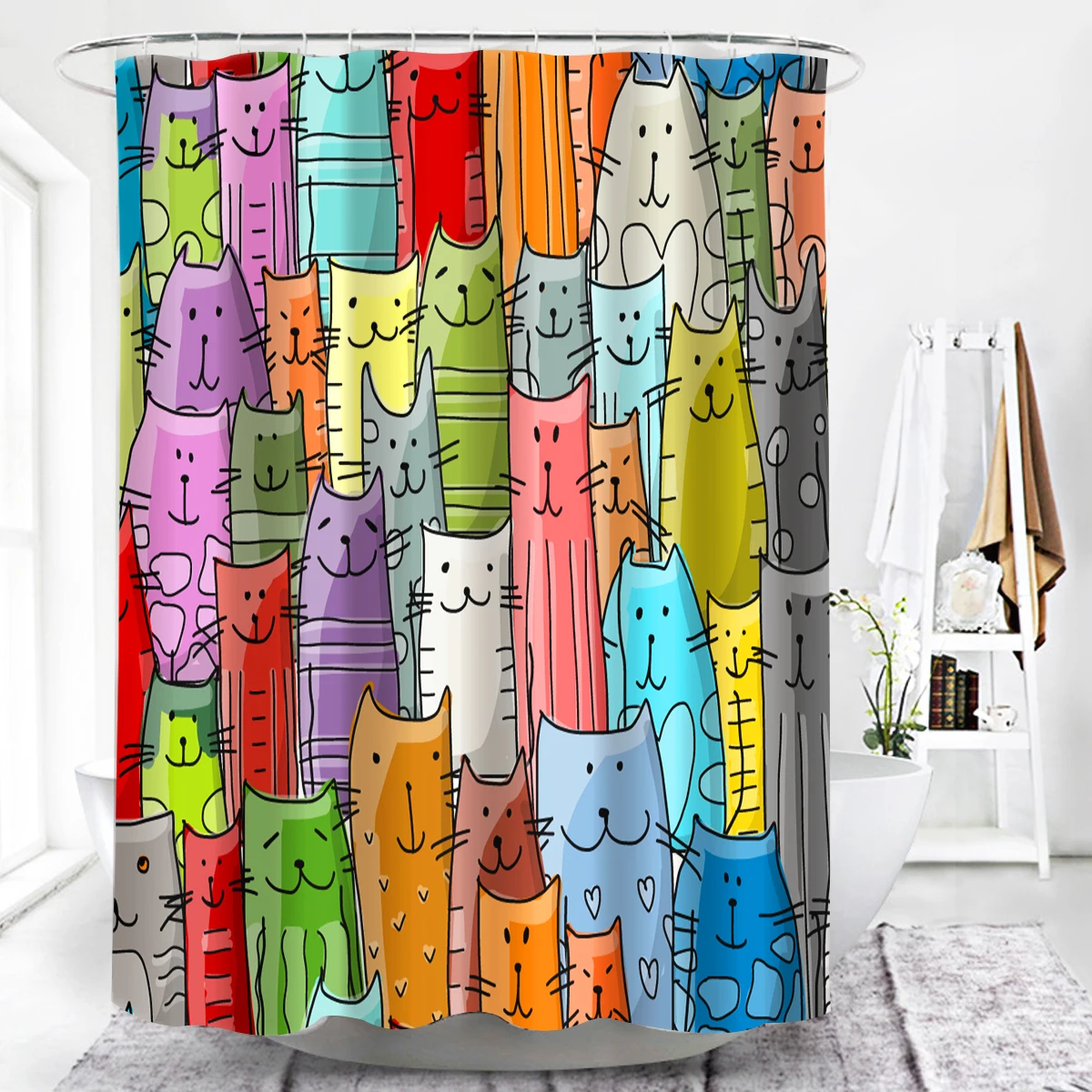 Funny Shower Curtains Bathroom Curtain With Hooks Decor Waterproof Cute Cat Dinosaur Bath Polyester Fabric 3D Cortinas De Ducha