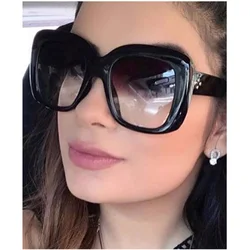MIZHO 2026 gafas de sol cuadradas grandes de moda para mujer, marca de diseñador, Color Vintage, gradiente negro, gafas de sol para mujer, gafas de sol transparentes UVA