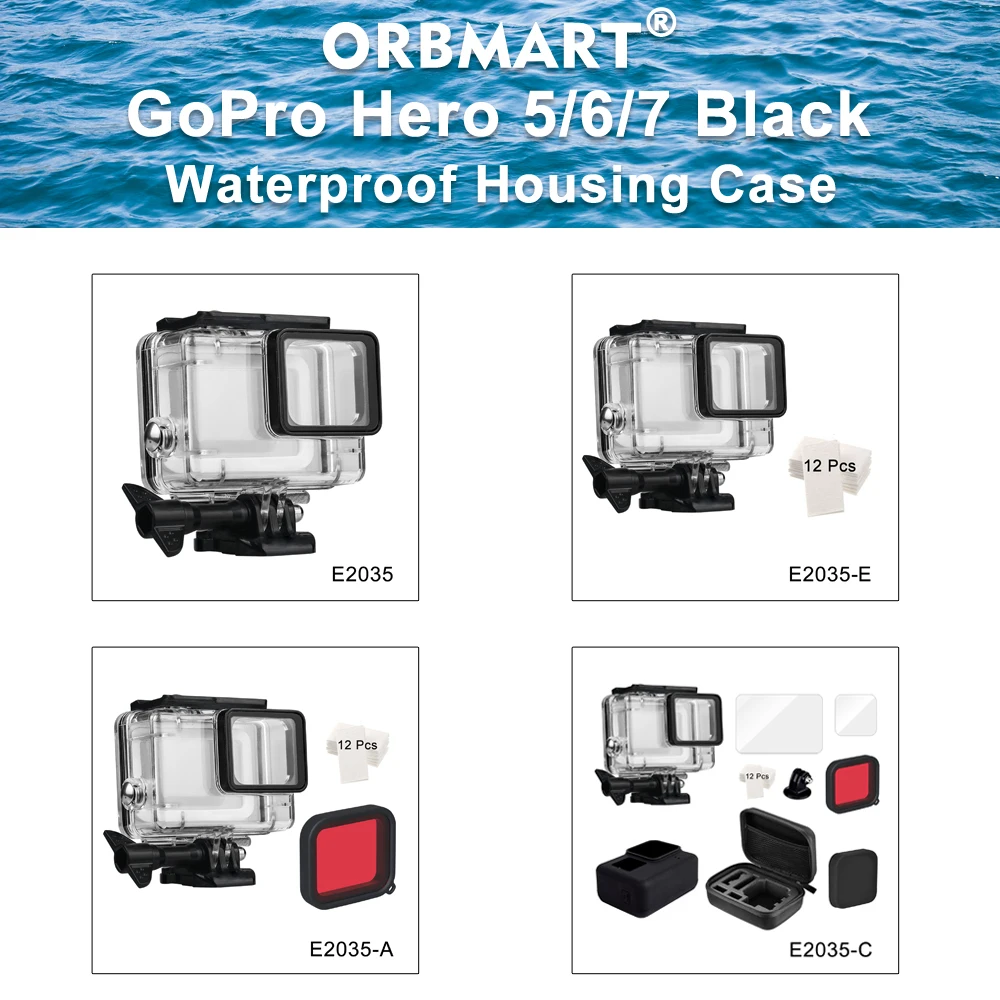 45M Custodia Impermeabile per GoPro Eroe 5 6 7 Nero Diving di Protezione Subacquea Dive Copertura per Go Pro sacchetto filtro Accessori