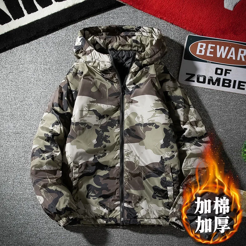 Jaqueta de inverno 2019 venda quente camuflagem do exército grosso quente casaco parka masculino moda com capuz parkas