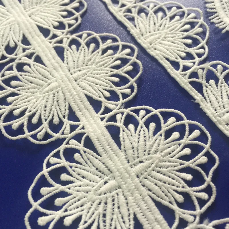 3.5-8.2cm high quality milk fibre embroidery symmetrical pattern lace trim,XERY191028E