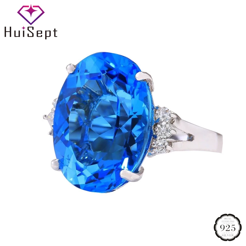 

HuiSept Trendy Rings for Female 925 Silver Jewelry Oval Shape Sapphire Zircon Gemstone Wedding Promise Party Gift Ring wholesale