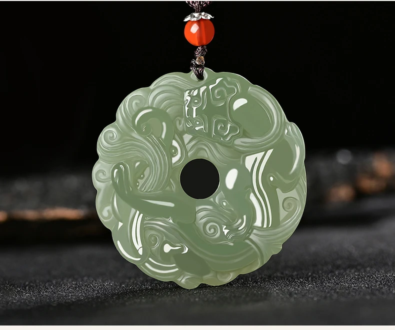 Natural A hetian jade carving green jade dragon jade pendant unique design jadeite jade necklace men jewelry