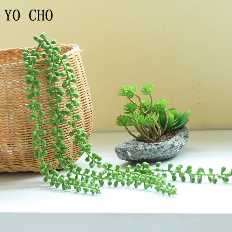 YO CHO Simulation plant lover tears Chlorophytum wall hanging green vine decoration plant home wall hanging artificial plant