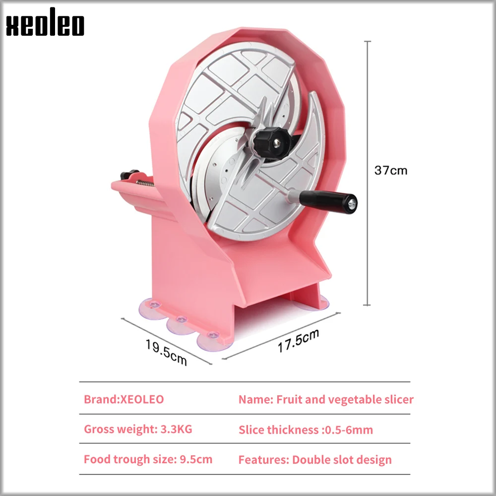 ماكينة تقطيع يدوية منزلية من XEOLEO لتقطيع الخضراوات والبطاطس/والتفاح/والخيار/والبرتقال أداة تقطيع شفرات المطبخ