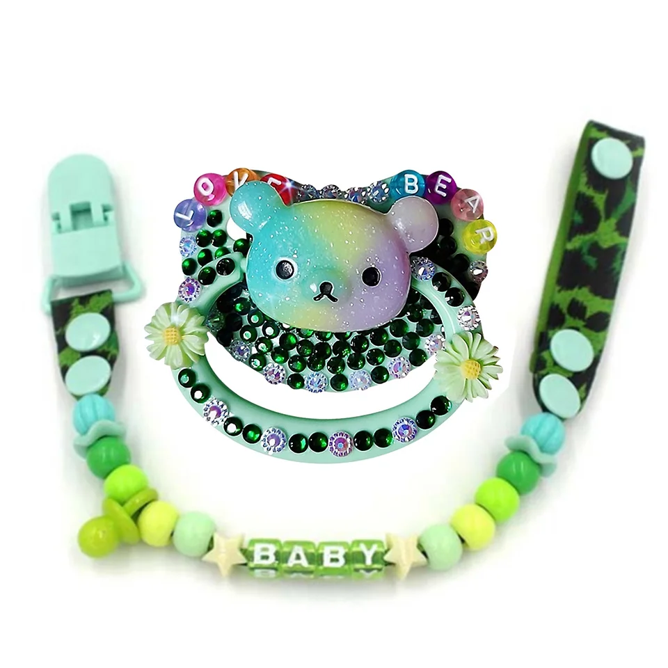 Handmade Adult Pacifier Adult Baby Pacifier Clip Chain Personalized Dummy Holder For Nipples Clips Silicone Teething Beads