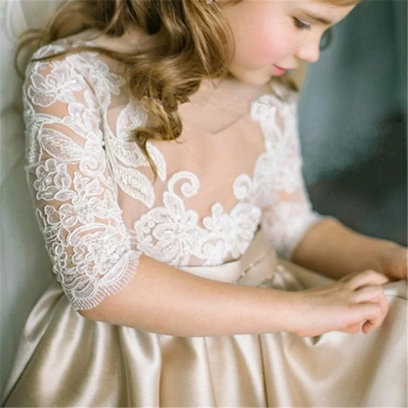 

Champagne Baby Girl Dress One Shoulder Flower Girl Dresses Tulle Puffy Dresses For Girls Kids First Communion Birthday Gown