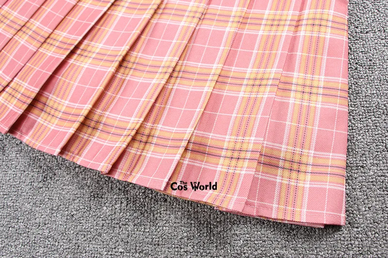 Japanese XS-XXL Girl's Summer A-line High Waist Pleated Plaid Skirts School Uniforms Students Cloth