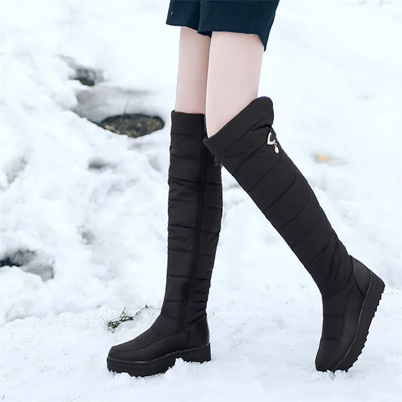 ASUMER 2021 New High quality winter boots female platform boots zipper thick fur warm knee snow boots women long cotton shoes