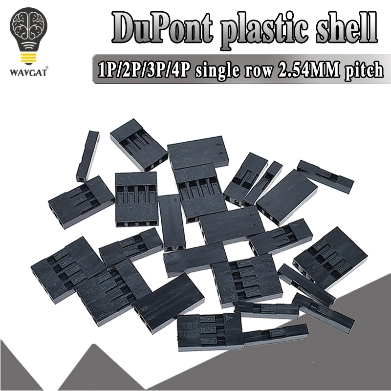 100 SZTUK Dupont Head 2.54mm 1X 1P 2P 3P 4P 1X1P 1X2P Dupont Plastic Shell Pin Head Connector Jumper Wire Cable Housing Plug Female