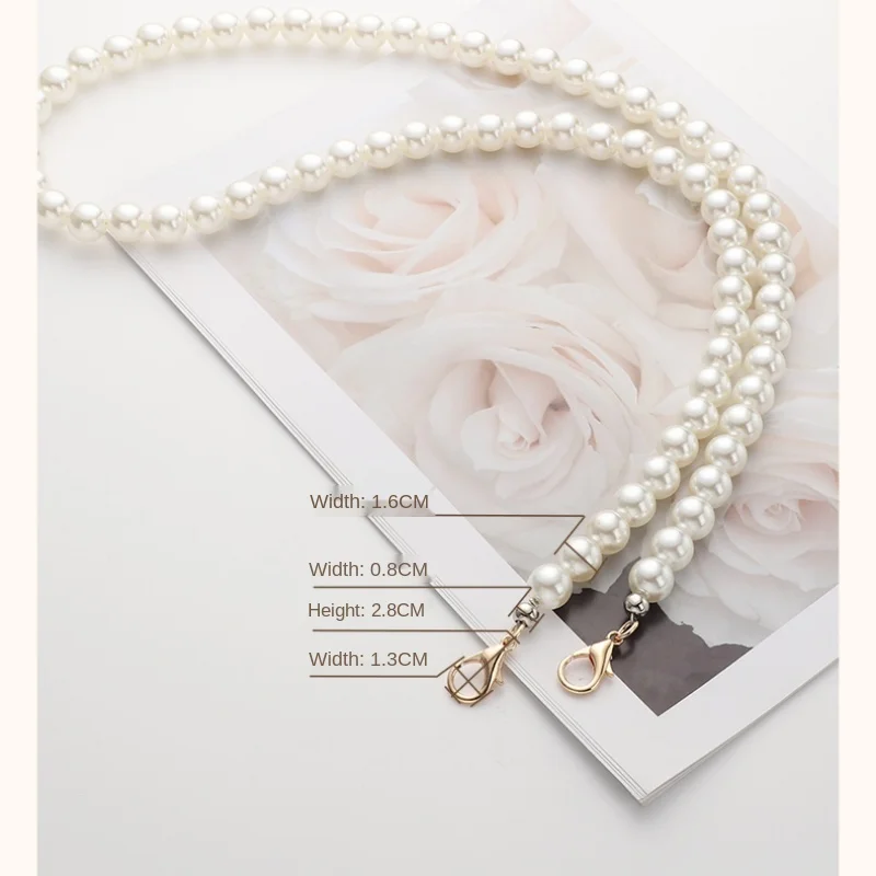Handmade Pearl Chain Bag with DIY Messenger Lady Bag Accessories Steel Wire Beaded Bag Chain Handbag Hand Crossbodypearl Chain