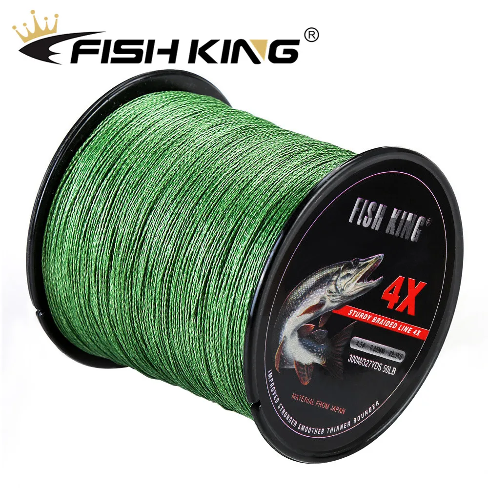 FISH KING 300M/500M pleciony drut polietylenowa żyłka wędkarska pleciona 0.4 #-6.0 #0.10mm-0.40mm 8-60LB 4 nici PE wielowłóknowa linka wędkarska