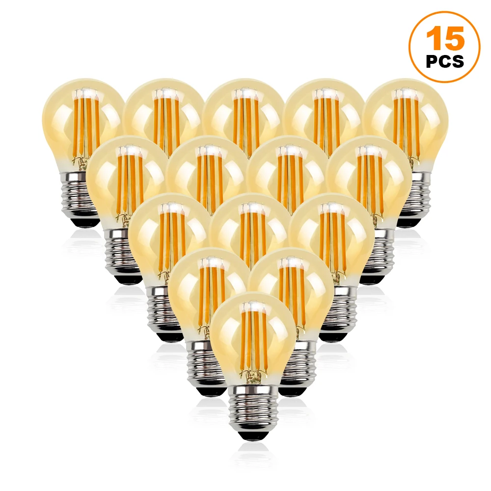 G45G 4W Dimmable LED Globe Light Bulb Mini Amber Glass Edison E27 2700K Vintage Led Filament Bulb For Chandelier String Lighting