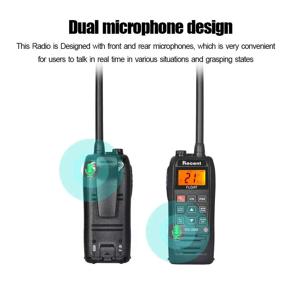 Recent RS-39M VHF Marine Radio 6W IP67 Waterproof  Handheld Float Radio Stadion Walkie Talkie 156.025-163.275MHz