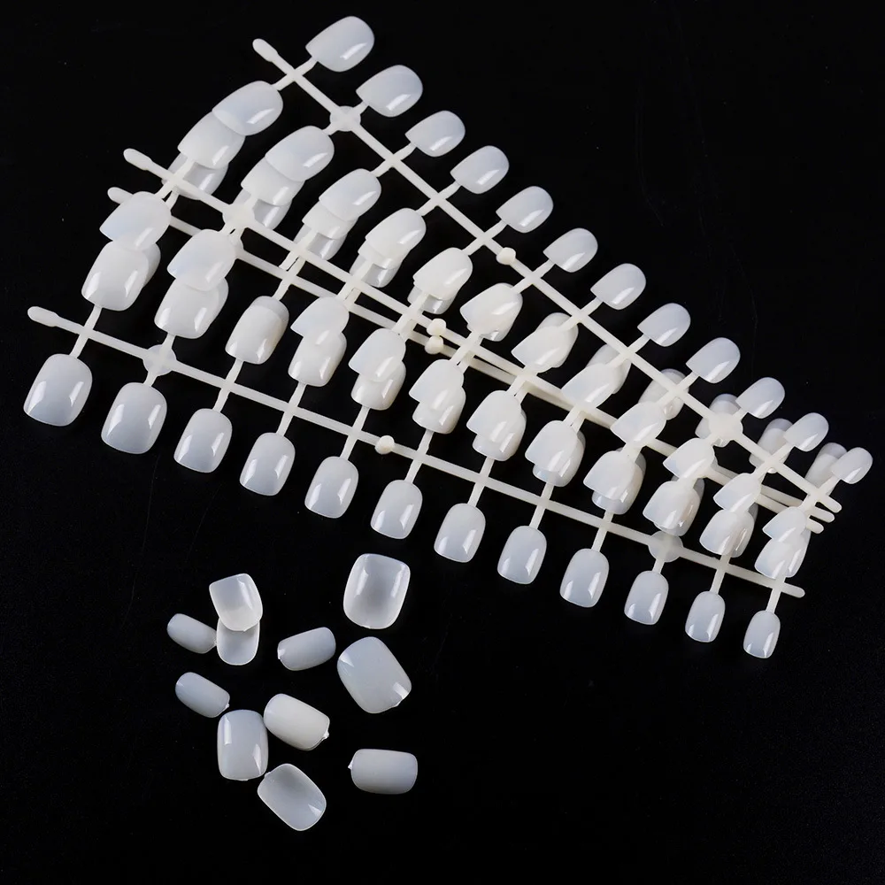 120 pçs/set branco capa completa natural curto nude unhas falsas dicas unhas falsas ferramentas de manicure arte do prego