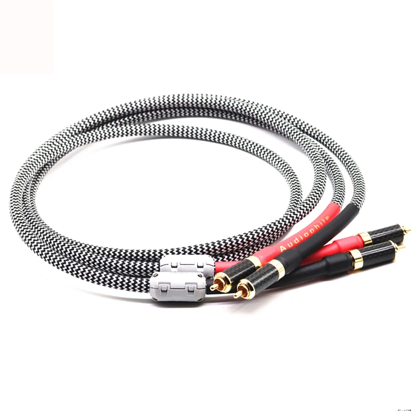 HiFi  Audio Video DIY 8N OFC  Silver Plated Audio RCA to RCA  AMP speaker Interconnector cable