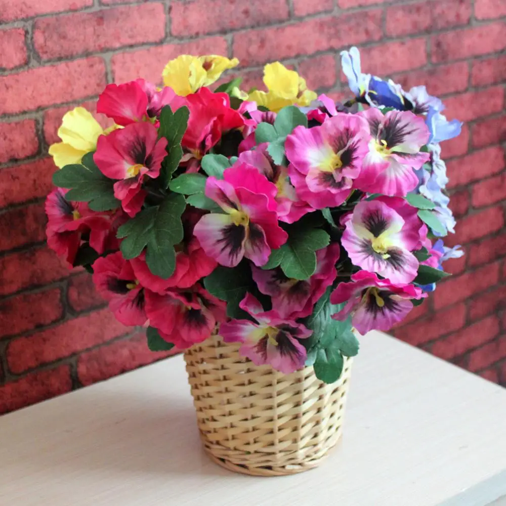 1Pc Artificial Flower Pansy Garden DIY Stage Party Home Wedding Craft Decoration Vivid Color Made Of High Quality Material