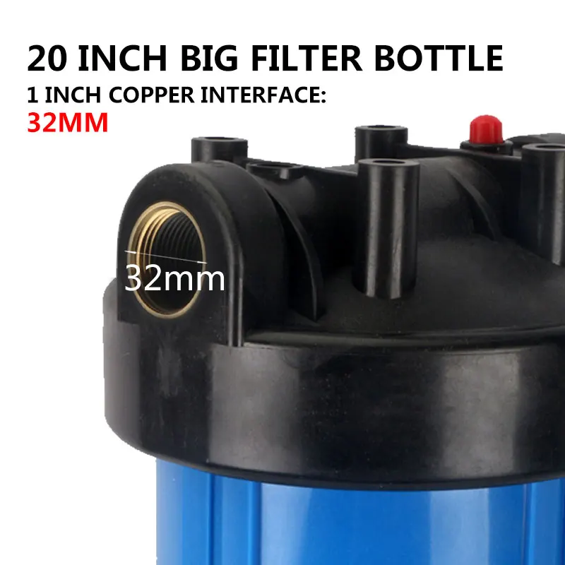 Fat 20 Inch Large Capacity Blue Filter Bottle Copper Interface 1\'\' Thread 32MM Chubby 20\'\' Filtration Commercial Cartridge