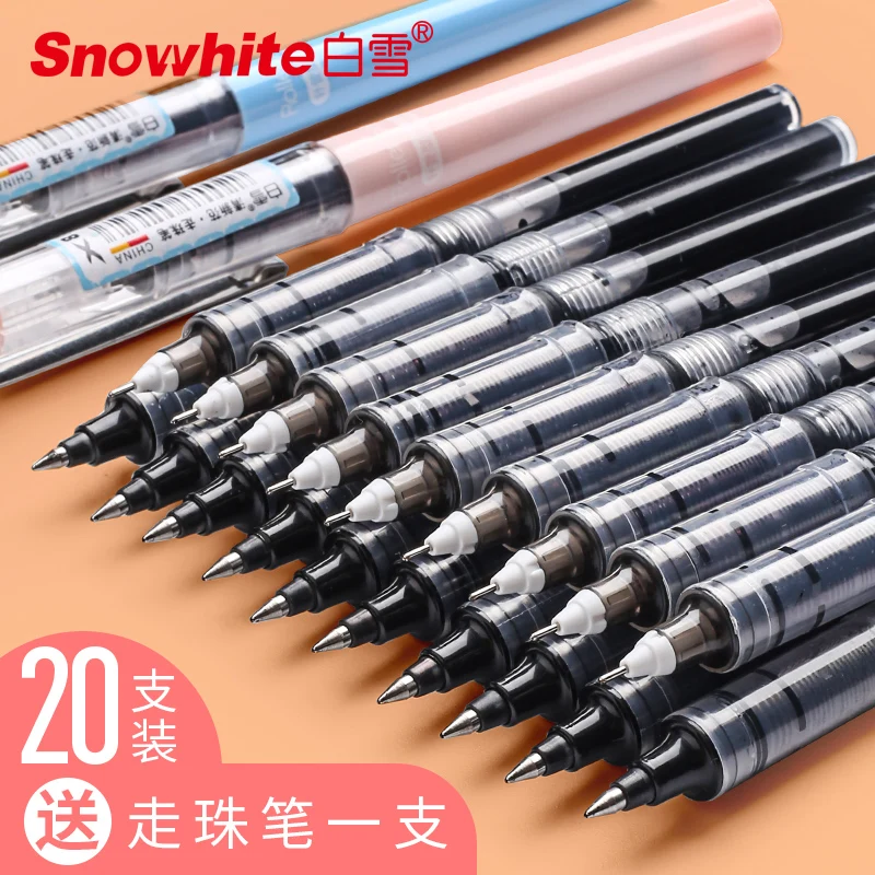 20PCS SNOWHITE Roller Pen Refill N05 0.5mm Straight Liquid Ballpoint Pen Refill Gel Pen Refill Roller Tip Pen 0.5mm