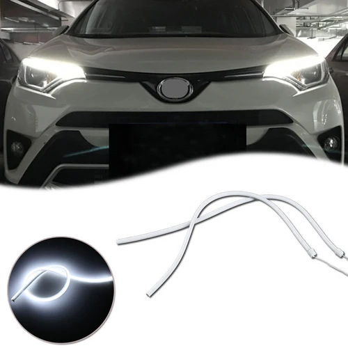 2 uds faro blanco de iluminación pura luces LED diurnas tubo de tira DRL conjunto LED de reequipamiento para Toyota RAV4 2016-2018