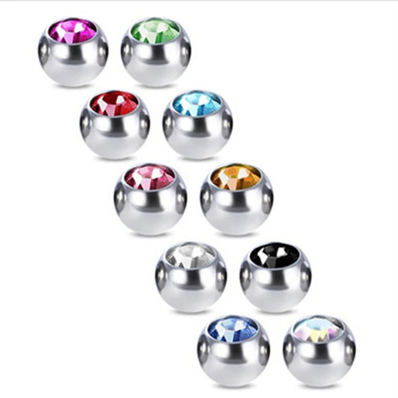 10PCS Mix Color 5mm Balls Stainless Steel Piercing Navel DIY Jewelry Tongue Belly Navel Rings Body Jewelry Piercing Accessories